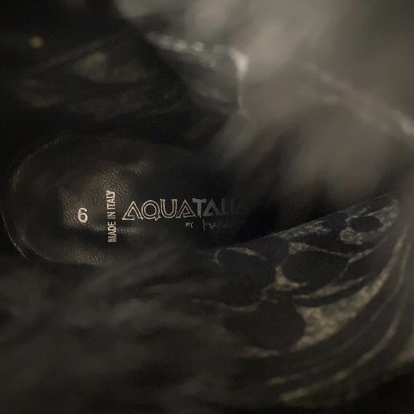 Aquatalia Natalie Black Ankle Wedge Heel Boot Leather Suede Faux Fur Rou… - Picture 8 of 9